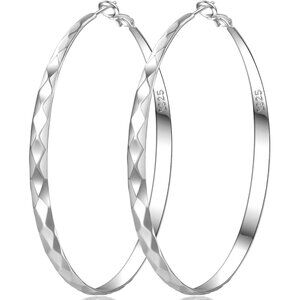 Women Silver Hoop Sterling Hypoallergenic Lightweight Silver Hoop Earrings